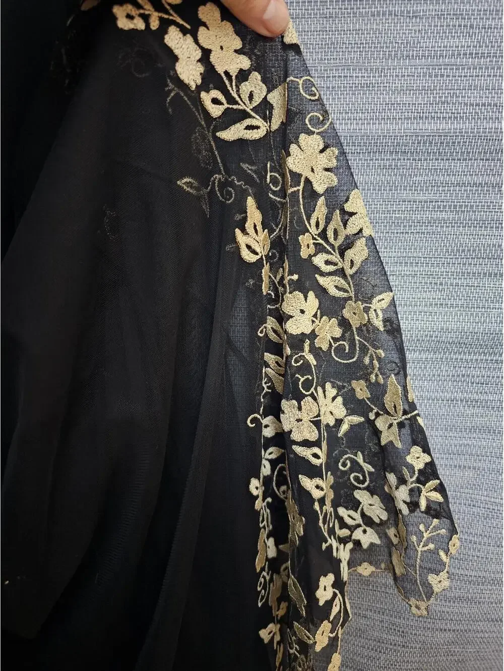 Newport News Dress Black Womens 12 Sheer Floral Embroidery - Picture 3 of 8